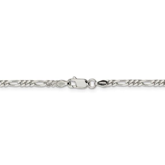 2.8mm Sterling Silver, Solid Figaro Chain Necklace, 24 Inch - Picture 4 of 8